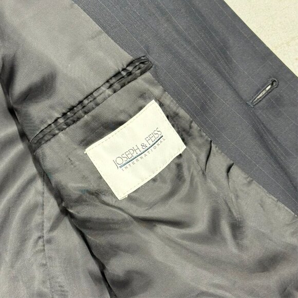 Joseph & Feiss International Suit 2pc Pinstripe Black 38R 32x28 - Picture 7 of 12
